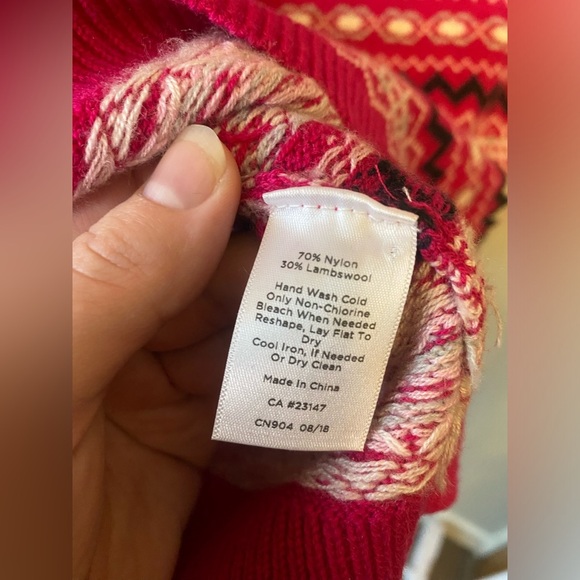 Talbots pink Fair Isle Nordic wool blend sweater cardigan - Picture 4 of 7